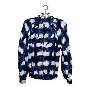 Porridge Anthropologie Peasant Top Blouse Tie Dye Gauze Blue Medium Beachy Coast